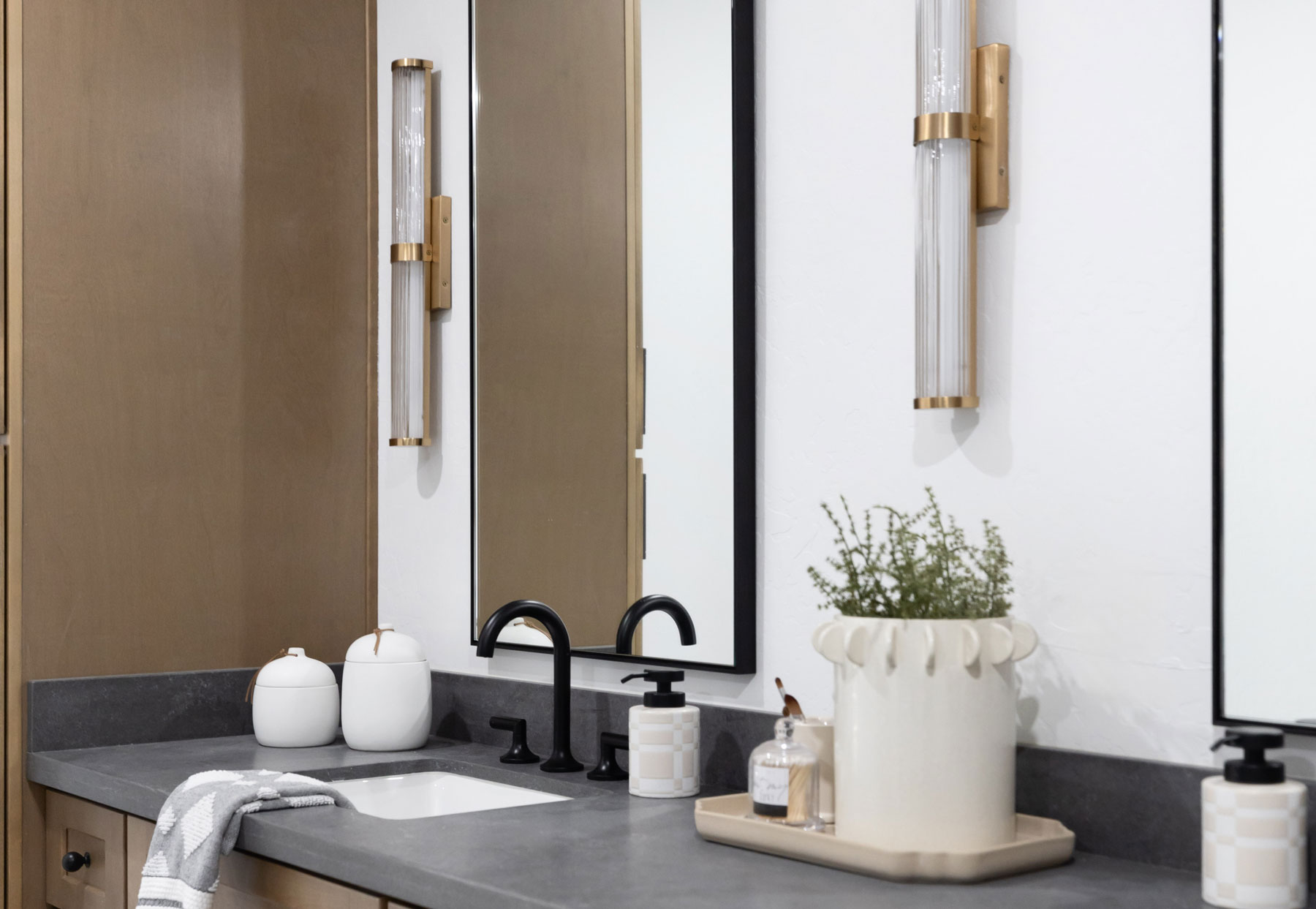 Scene of Framed mirror in bathroom