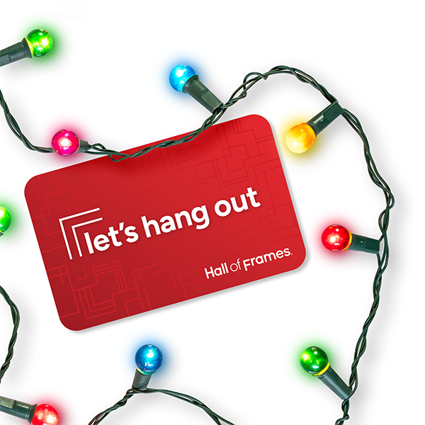 Image of gift card with holiday lights