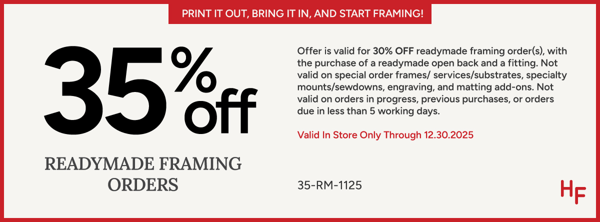 35% Off Readymade Framing - Oct 29 to Dec 30, 2025