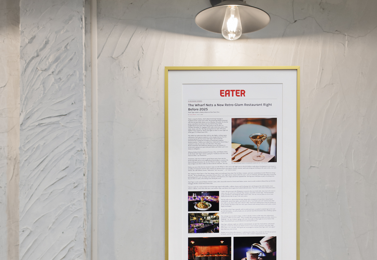 Publication frame in scene of restaurant featured press
