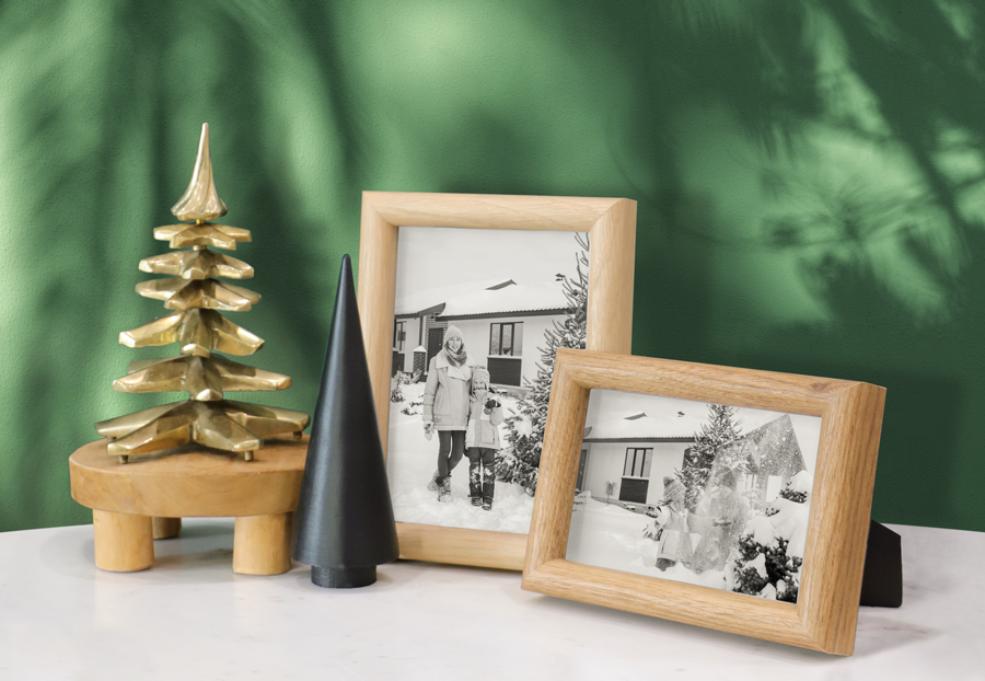 Tabletop frames within a christmas themed staged scene