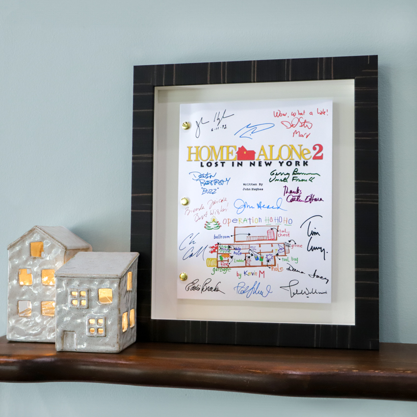 Framed Home Alone Book in a christmas holiday scene