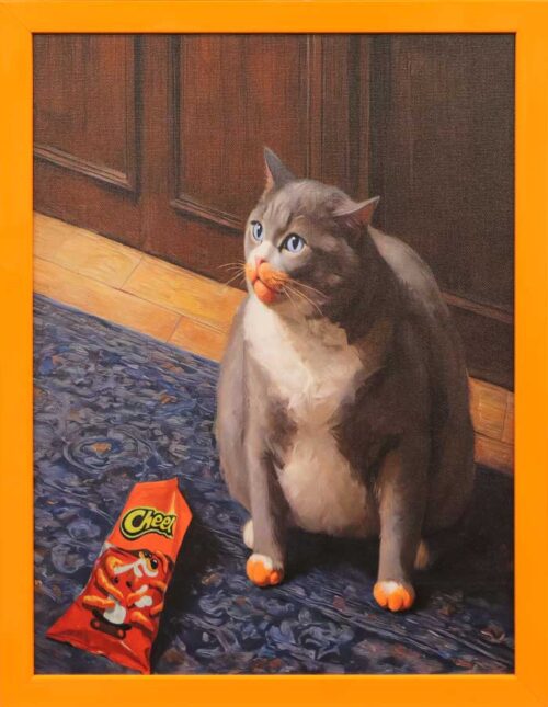 Framed Cheeto Cat on Canvas