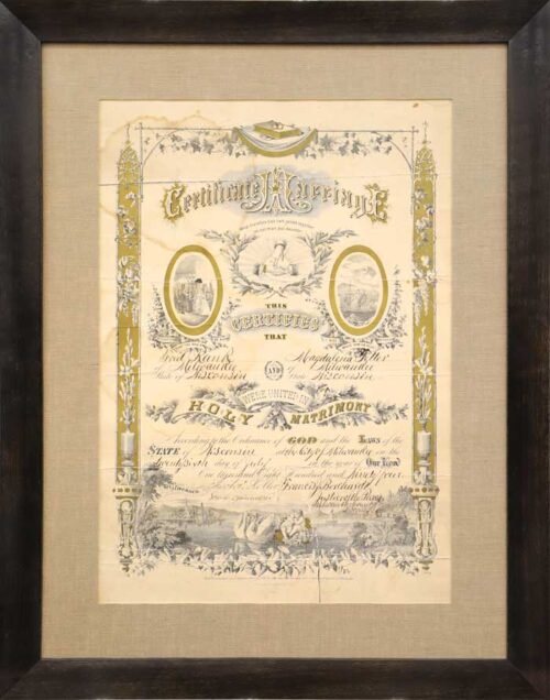 Framed Vintage Marriage Certificate