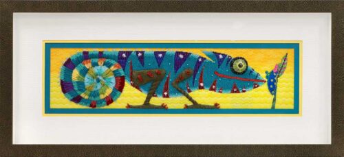Framed Beaded Chameleon