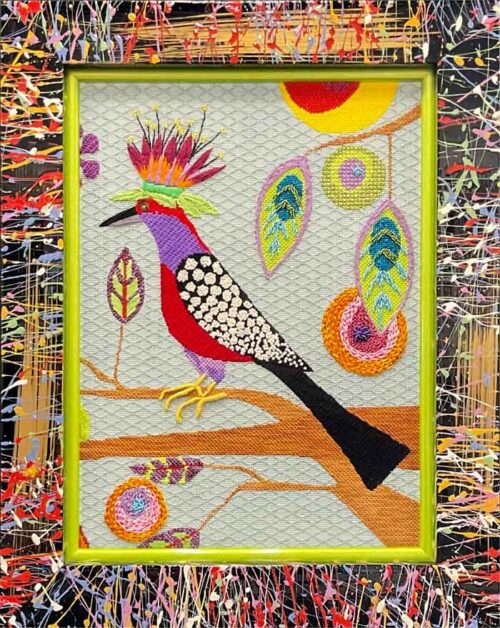 Framed Colorful Bird Needlepoint