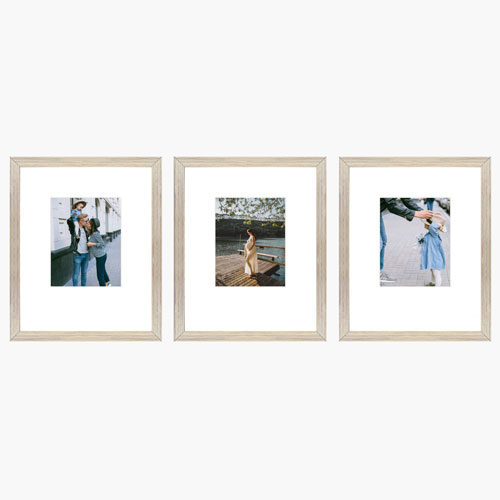 Gallery wall of three nordic oak frames