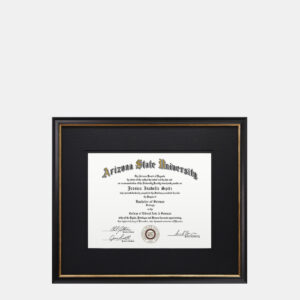 8.5x11 Thin Black and Gold Wood Certificate Frame Black Mats