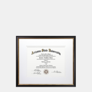 8.5x11 Thin Black and Gold Wood Frame for Diplomas and Certificates