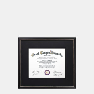 8x10 Thin Black and Silver Wood Frame with Black Linen Mats