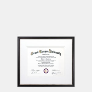 8x10 Thin Black and Silver Wood Diploma Frame White Mats
