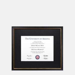 11x14 Thin Black and Gold PhD Law Degree Frame Black Mats