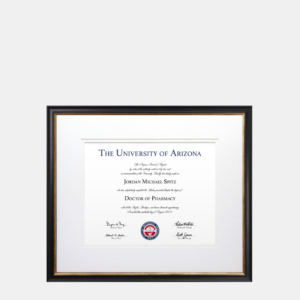 11x14 Thin Black and Gold Doctoral PhD Diploma Frame White Mats