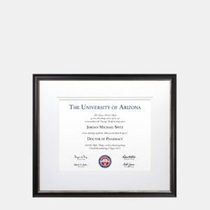 11x14 Thin Black and Silver PhD Diploma Frame White Mats