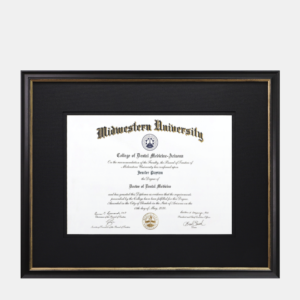15.75x22 Medical Diploma Frame Black and Gold Wood Black Mats