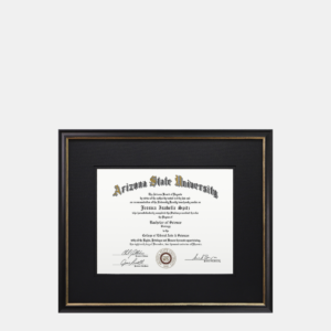 8.5x11 Thin Black and Gold Wood Certificate Frame Black Mats