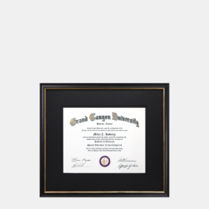 8x10 Thin Black and Gold Wood Frame with Black Linen Matting