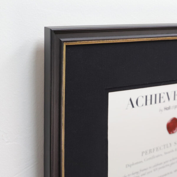 Black Database Frame 11x14 Thin Black and Gold Wood PhD & Law Diploma Frame