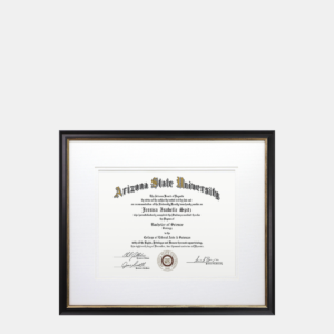 8.5x11 Thin Black and Gold Wood Frame for Diplomas and Certificates