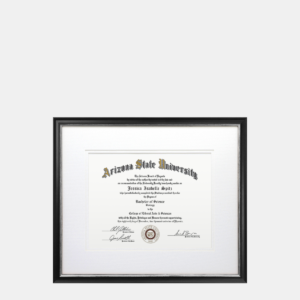 8.5x11 Thin Black and Silver Wood Frame with White Linen Mats