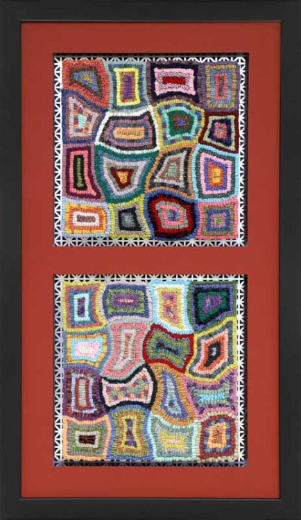 Double Opening Frame for Abstract Geometric Textile Art