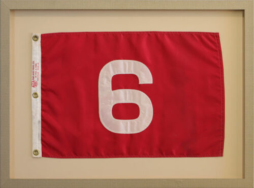 Custom Framed Red Golf Hole 6 Flag Memorabilia