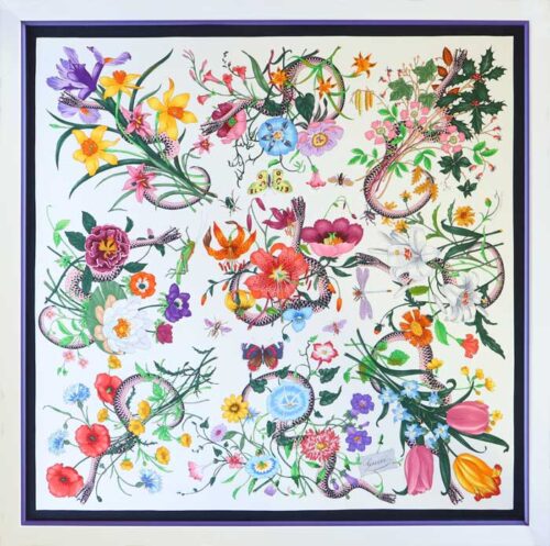 Custom Framed Gucci Flora Snake Silk Scarf