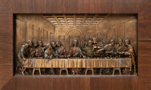 Custom Framed 3D Bronze Relief of The Last Supper
