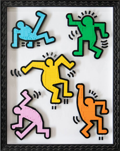 Keith Haring Dancing Figures LEGO Art in Shadowbox Frame