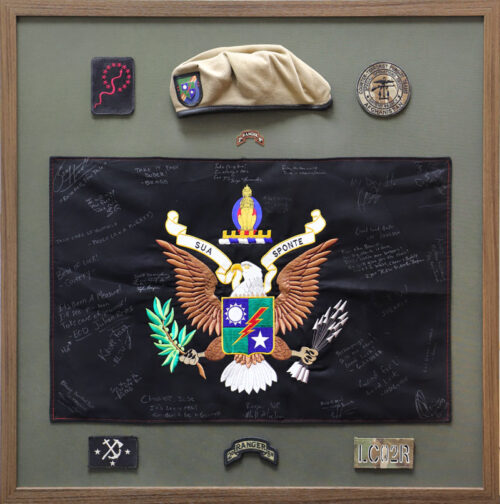 Custom Military Shadowbox Memorial with Beret and Patches
