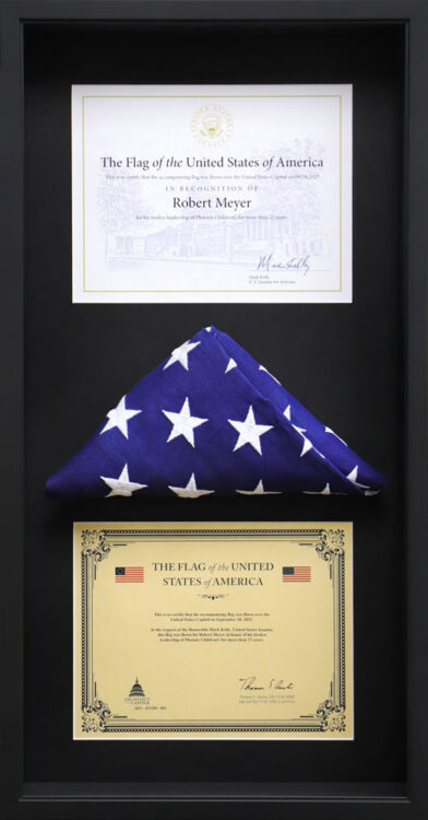 Custom Military Flag Shadowbox with Senate Certificate
