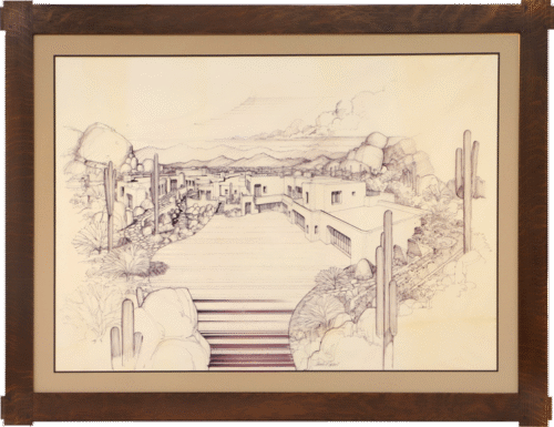 Mission Style Wood Frame for Southwest Architectural Drawing