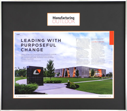 Modern Silver Frame for Manufacturing Outlook Magazine Feature