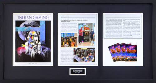 Three-page Indian Gaming Magazine display in a black frame, featuring The Power Casino Show.